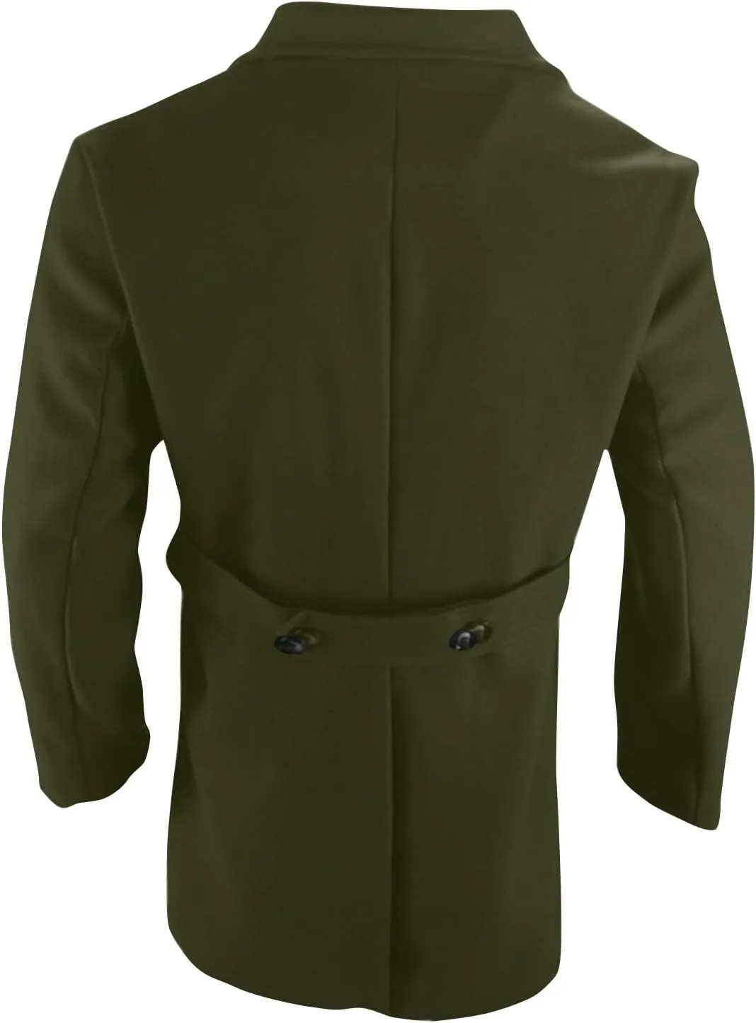 Men's Winter Warm Peacoat Single Breasted Trench Wool Blend Overcoat with Pockets