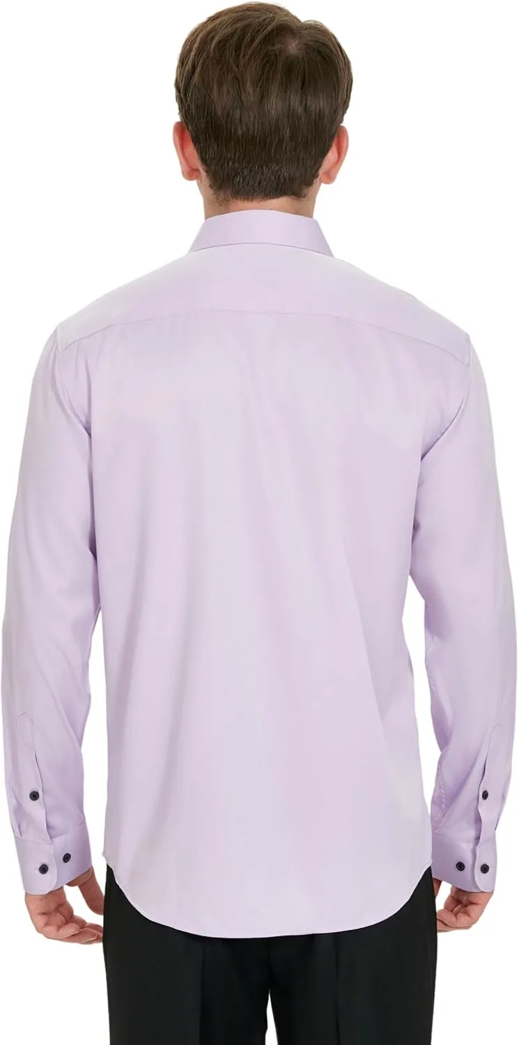 Men's Wrinkle-Free Dress Shirts Long Sleeve Button Down Shirt Regular Fit Casual Wedding Silky Sheen Looking Shirt