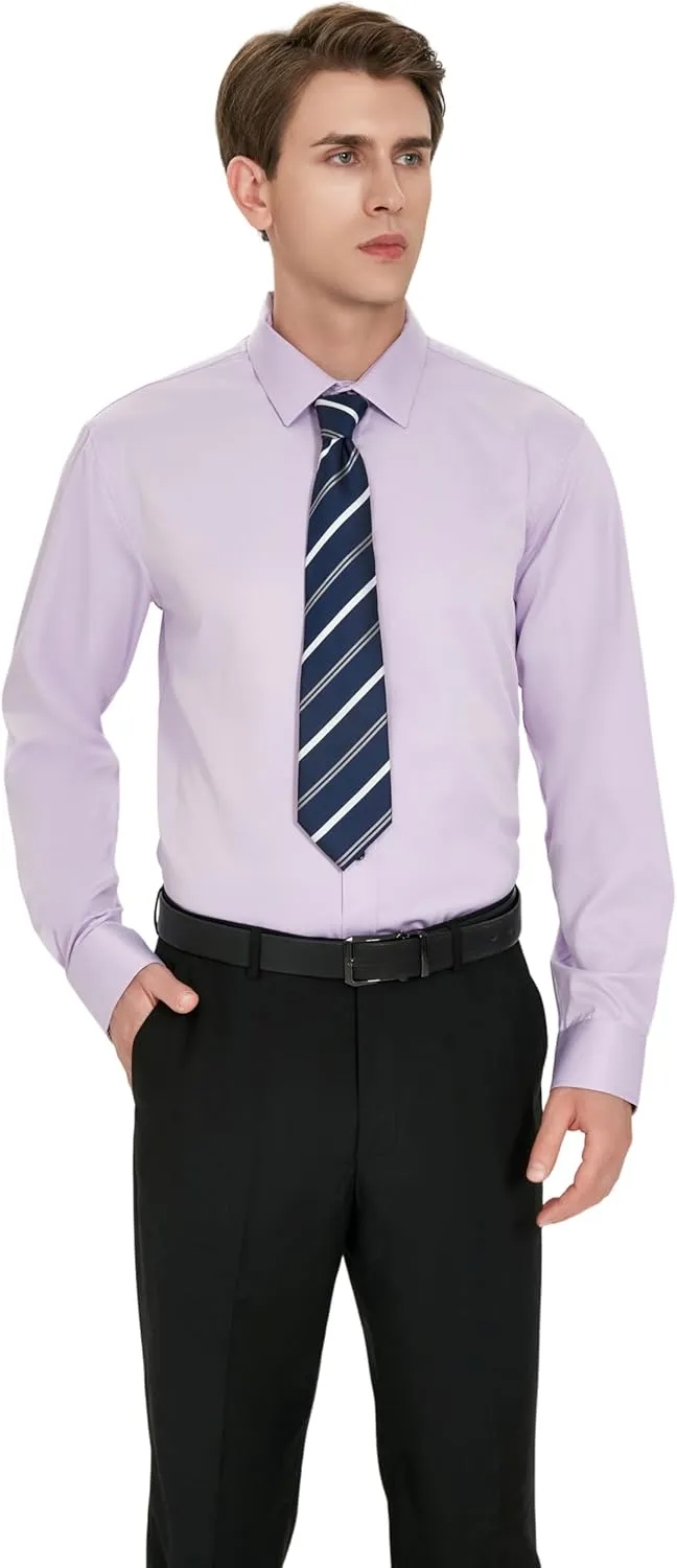 Men's Wrinkle-Free Dress Shirts Long Sleeve Button Down Shirt Regular Fit Casual Wedding Silky Sheen Looking Shirt