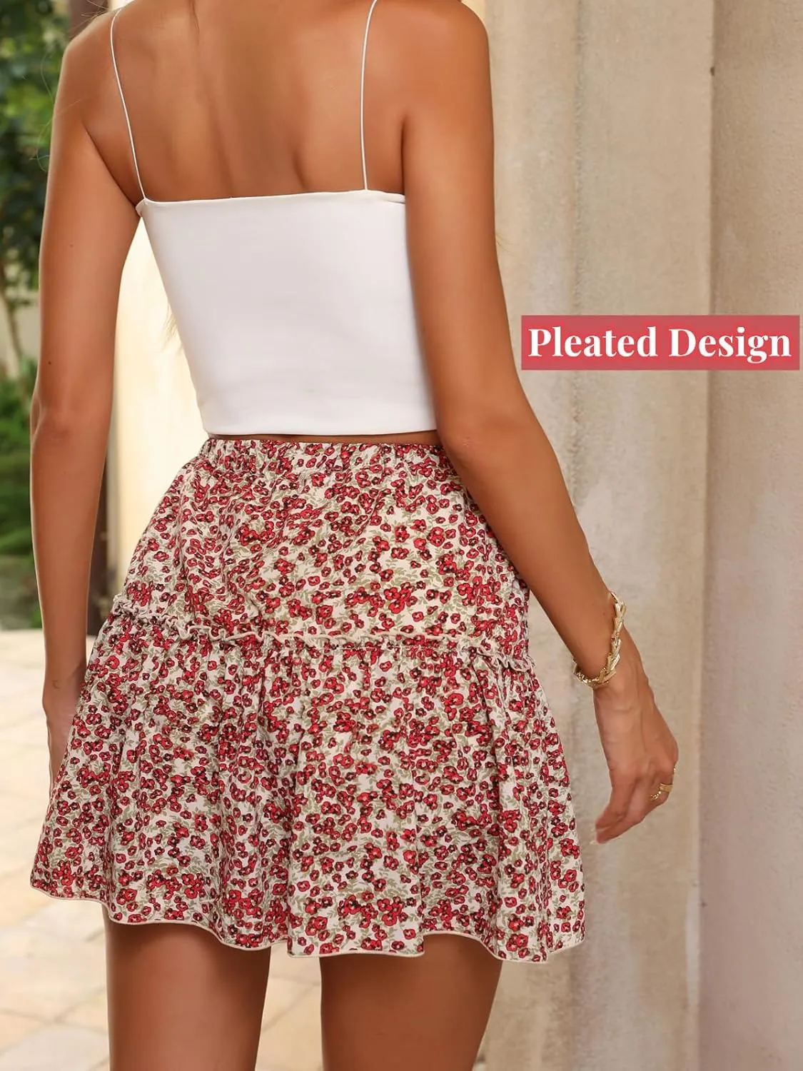 Mini Skirts for Women High Waisted Ruffle Skirt Cute Casual Layered Shorts Flowy Skort for Beach Holiday Summer