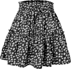 Mini Skirts for Women Trendy Summer Floral Short Skirts Drawstring High Rise Boho Beach Flowy Pleated A Line Skorts