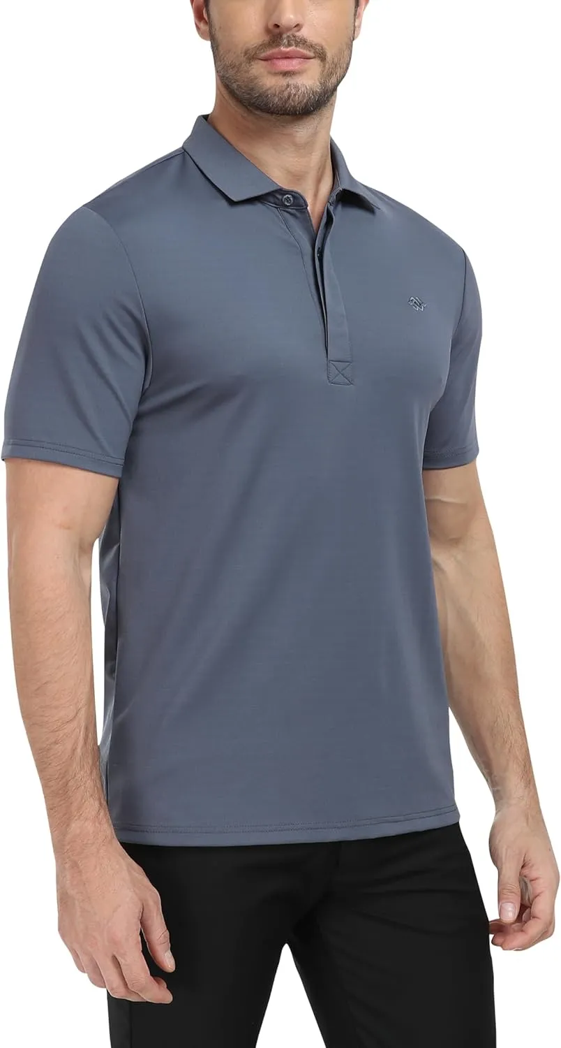 MoFiz Men's Polo Golf Short Sleeve Ultra Soft Comfy Collared T-Shirt Casual Quick Dry Classic Polo Shirt