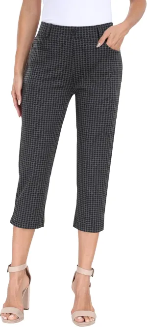 MoFiz Women's Capri Pants Summer Pull-On Stretch Straight Leg Golf Yoga & Business Casual Dressy Cropped Pants with Pockets