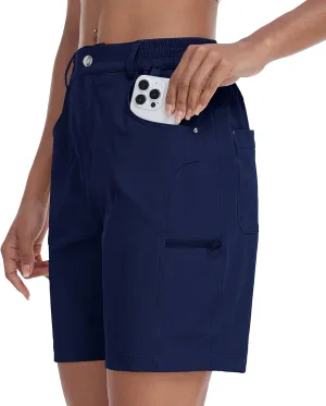 MoFiz Womens Golf Shorts 7" Quick Dry Hiking Shorts Lightweight Bermuda Shorts for Women with Pockets
