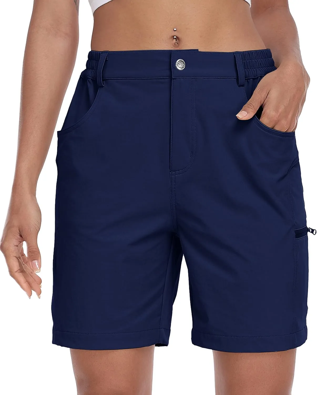MoFiz Womens Golf Shorts 7" Quick Dry Hiking Shorts Lightweight Bermuda Shorts for Women with Pockets