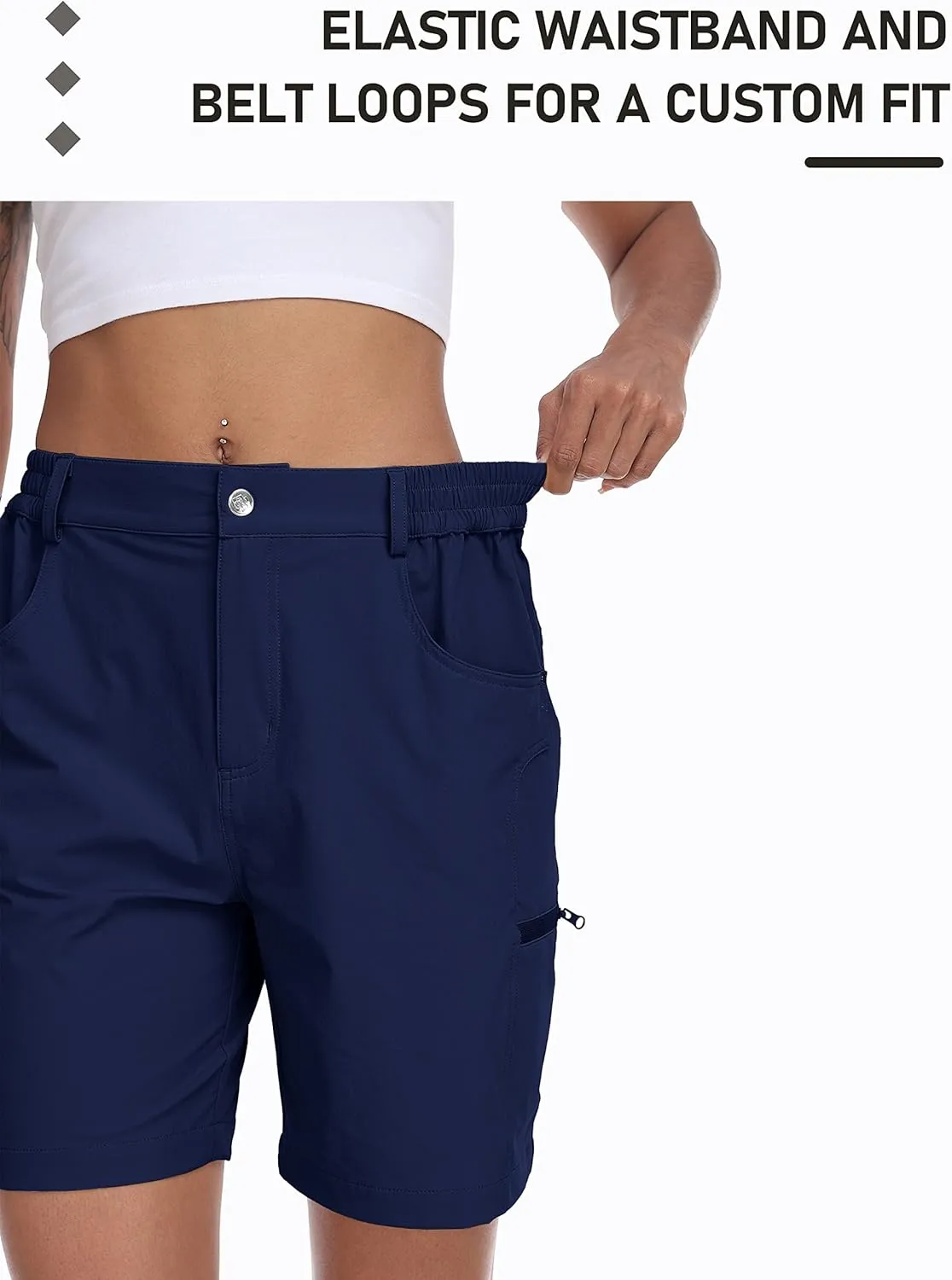MoFiz Womens Golf Shorts 7" Quick Dry Hiking Shorts Lightweight Bermuda Shorts for Women with Pockets
