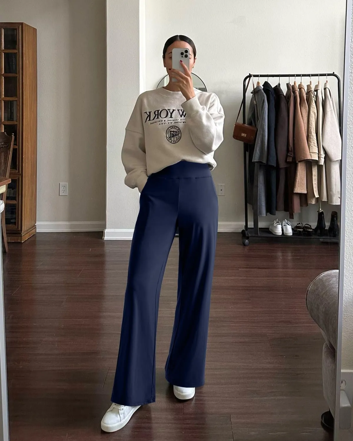 MOOSLOVER Women Seamed Detail Flare Leggings Elastic High Waisted Bell Bottom Bootcut Yoga Casual Pants