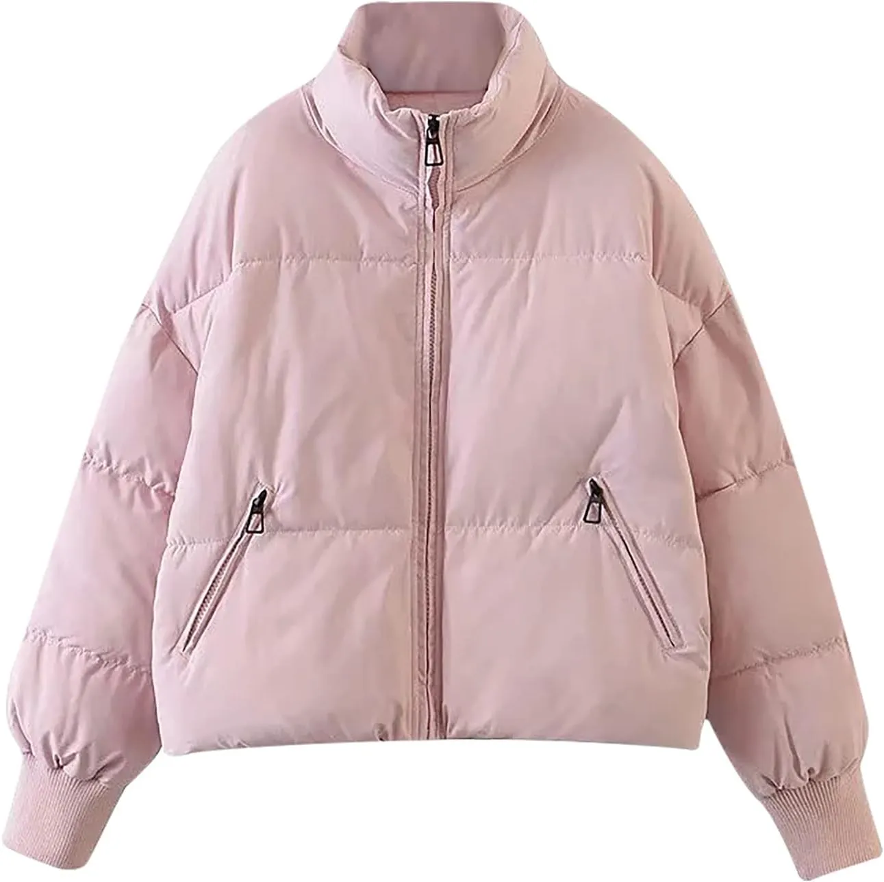 NaRHbrg Women Down Jacket, Women's Winter Warm Puffer Down Coats Stand Collar Long Sleeve Outerwear Jacket Padded Coat