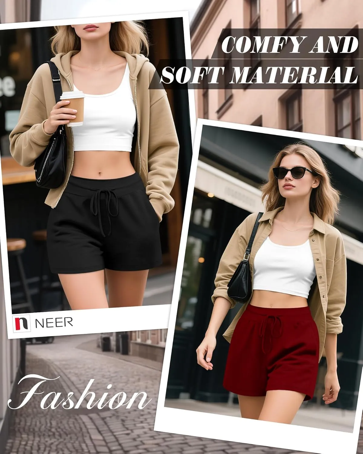 Neer 3 Pack Women's Sweat Shorts, Drawstring Cotton Lounge Shorts Casual Summer Lightweight Soft Athletic Shorts with Pockets