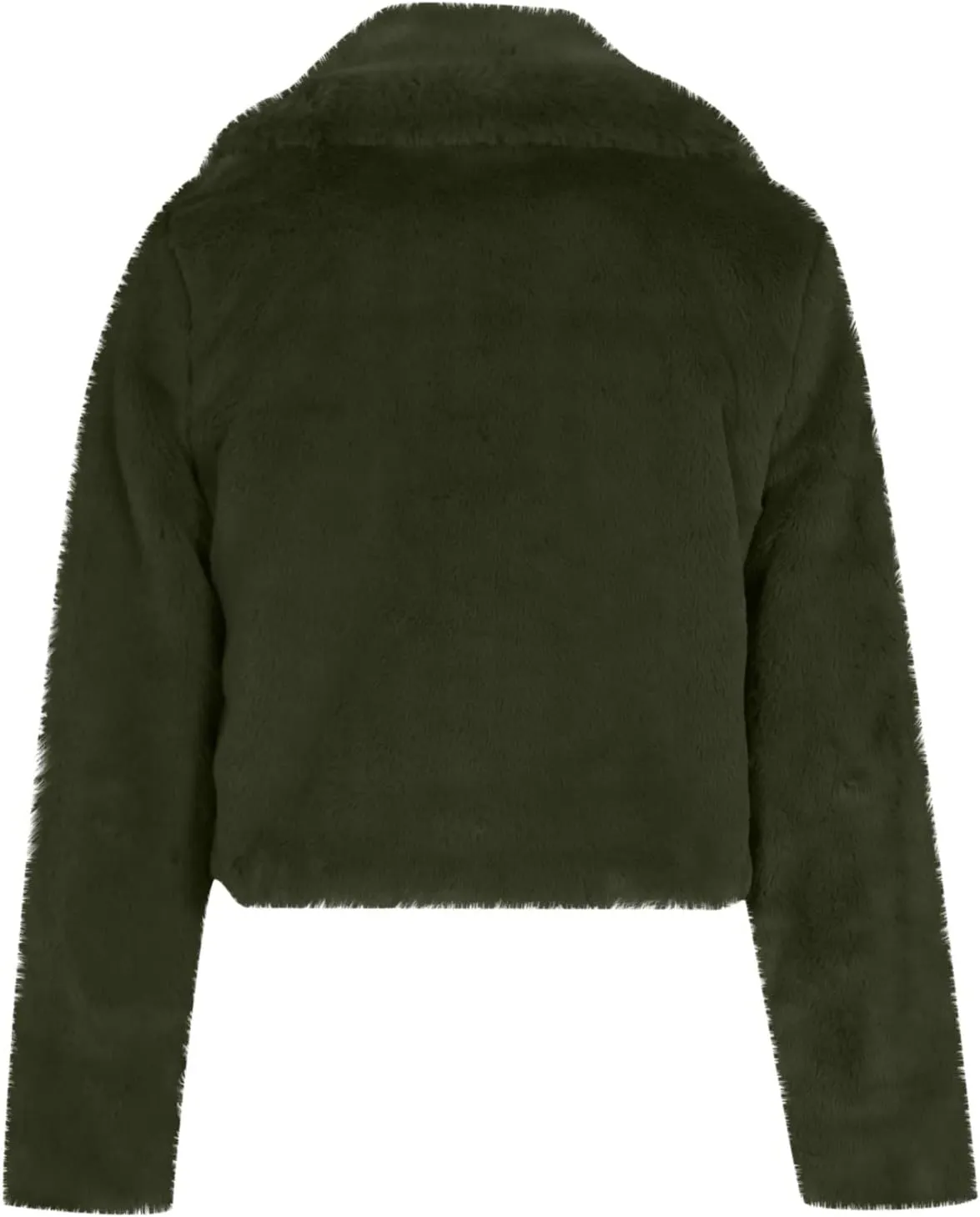 nerohusy Women Fluffy Fleece Coat Faux Fur Padded Jackets Winter Warm Long Sleeve Tops Solid Loose Turn-Down Collar Outerwear