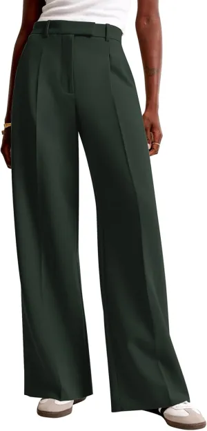 NIMIN Women Wide Leg Pants High Waisted Dressy Work Trousers Business Casual Palazzo Pants with Pockets