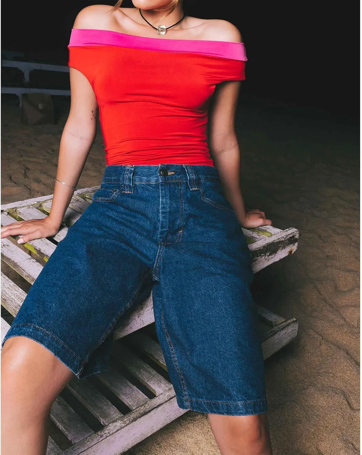 NUFIWI Women Y2k Boyfriend Denim Shorts Low Waist Wide Leg Bermuda Shorts Straight Leg Summer Jean Shorts Streetwear