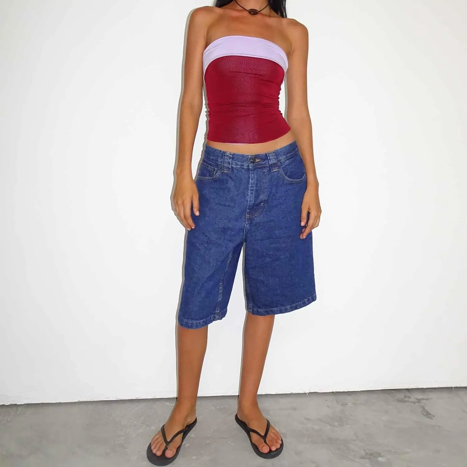 NUFIWI Women Y2k Boyfriend Denim Shorts Low Waist Wide Leg Bermuda Shorts Straight Leg Summer Jean Shorts Streetwear