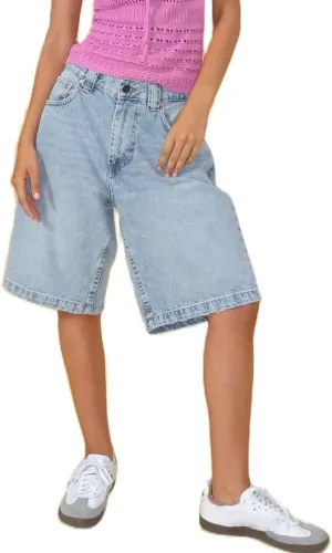 NUFIWI Women Y2k Boyfriend Denim Shorts Low Waist Wide Leg Bermuda Shorts Straight Leg Summer Jean Shorts Streetwear