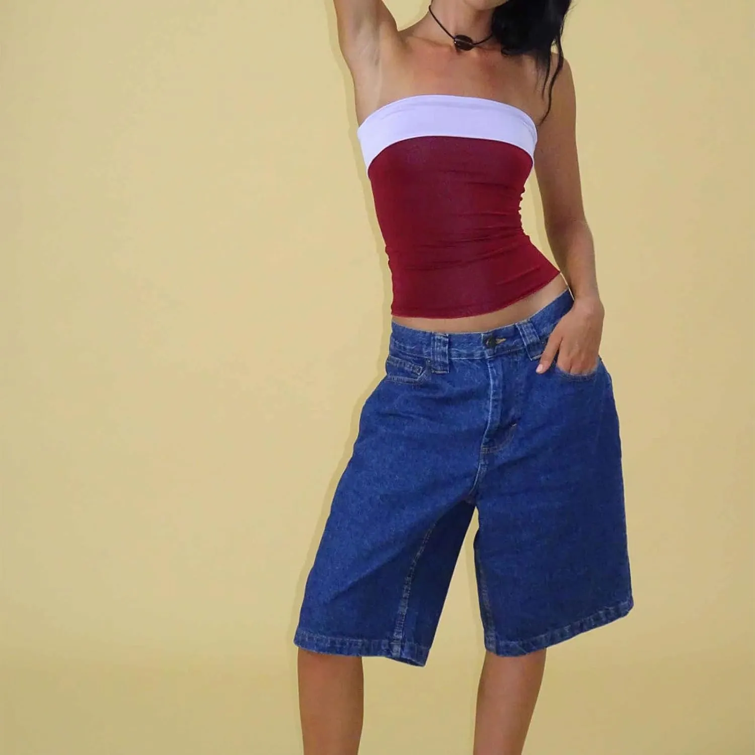 NUFIWI Women Y2k Boyfriend Denim Shorts Low Waist Wide Leg Bermuda Shorts Straight Leg Summer Jean Shorts Streetwear