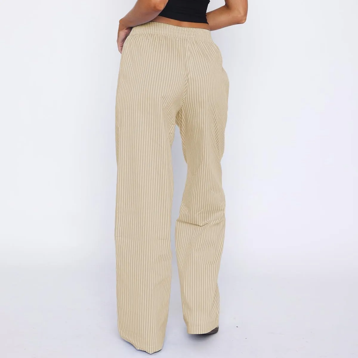 NUFIWI Women Y2k Lounge Pants High Waist Striped Printed Wide Leg Pants Summer Casual Going Out Pants with Pocket