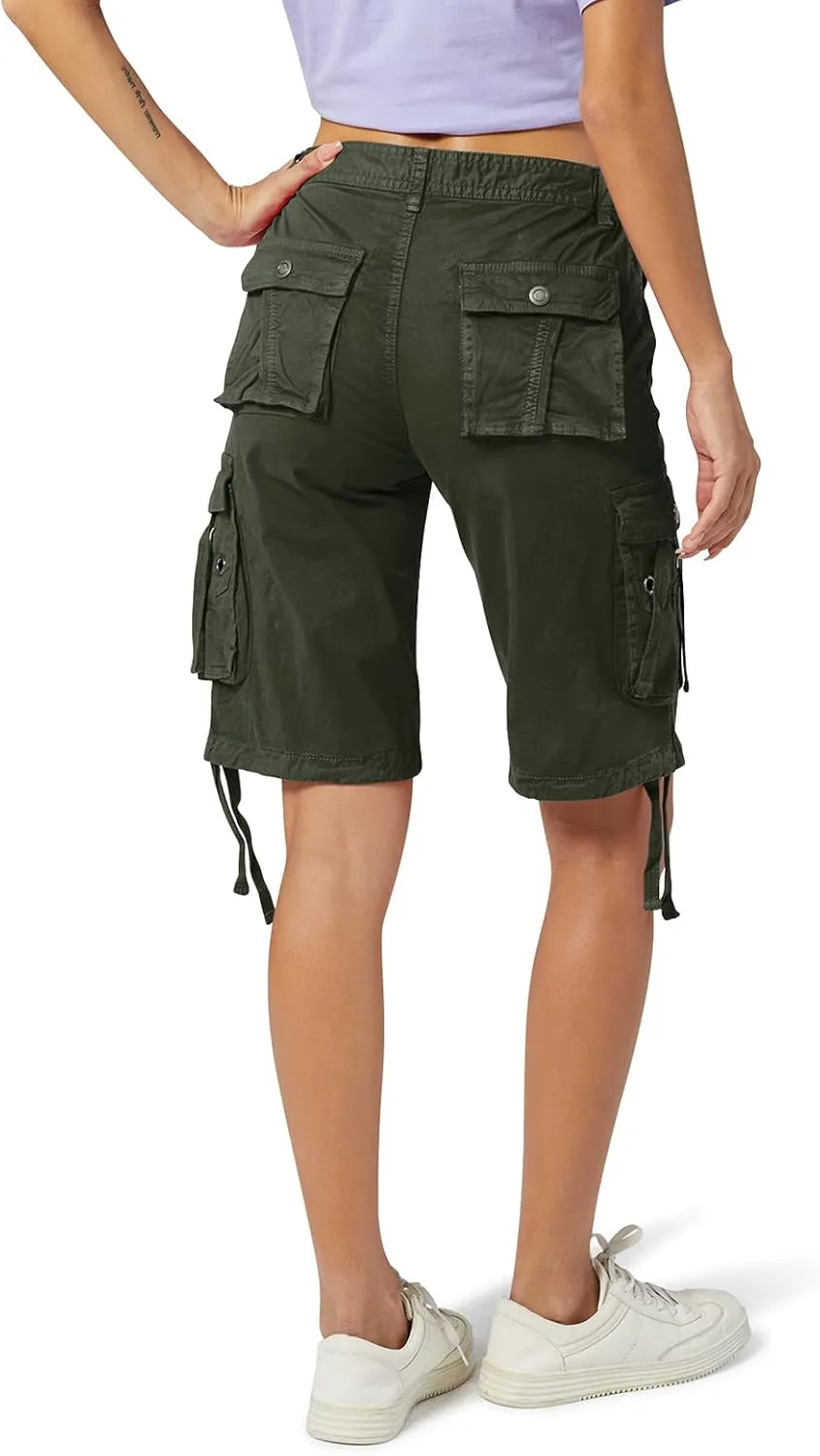 OCHENTA Women's Cargo Shorts with Multi Pockets Casual Bermuda Hiking Shorts
