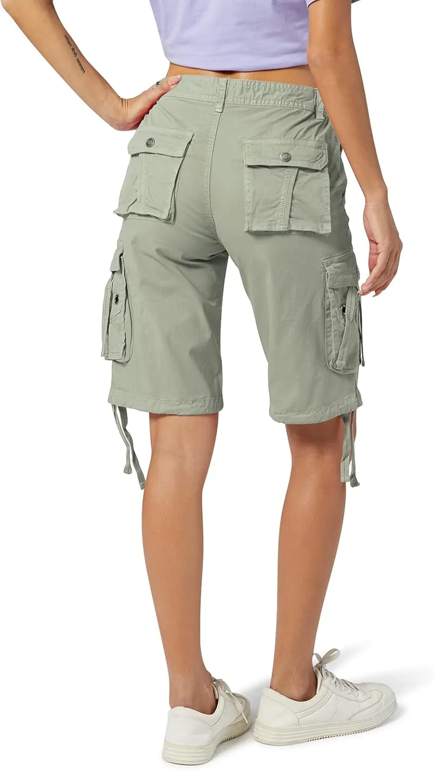 OCHENTA Women's Cargo Shorts with Multi Pockets Casual Bermuda Hiking Shorts