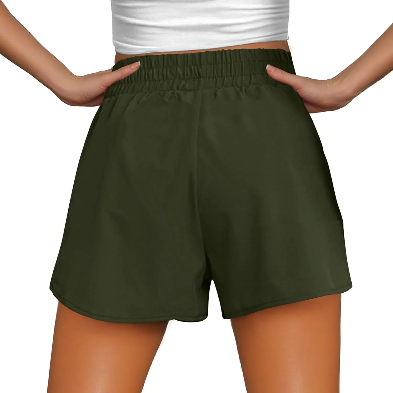 oiangi Running Shorts for Women High Waisted Quick Dry Athletic Shorts Lightweight Workout Biker Shorts with Zipper Pockets