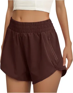 oiangi Running Shorts for Women High Waisted Quick Dry Athletic Shorts Lightweight Workout Biker Shorts with Zipper Pockets