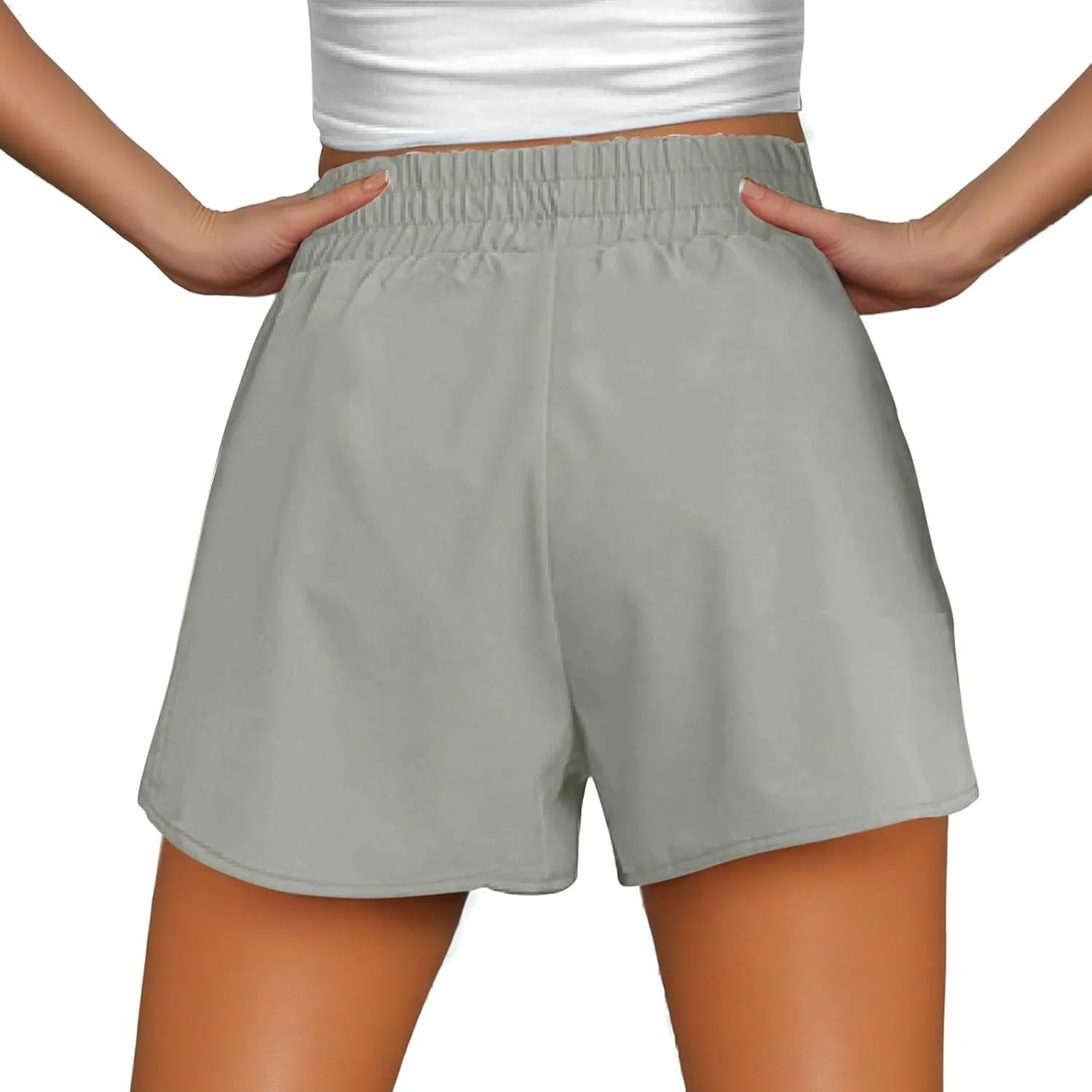 oiangi Running Shorts for Women High Waisted Quick Dry Athletic Shorts Lightweight Workout Biker Shorts with Zipper Pockets