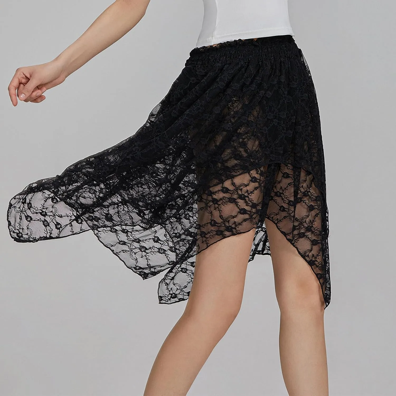 One opening Womens Summer Dresses Y2K Dress Boho Skirt Tulle Lace Mini Skirt Pleated Midi Dress Short Skirt Flowy Skirt