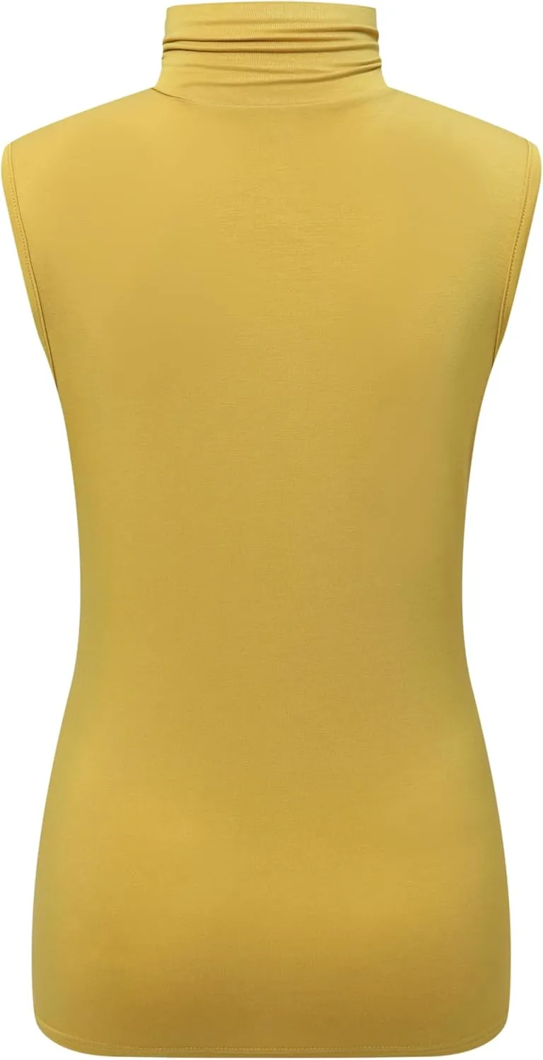 OThread & Co. Women's Sleeveless Turtleneck T-Shirt Basic Stretch Layer Comfy High Neck Tank Top