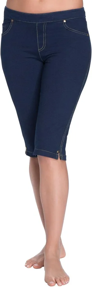 PajamaJeans Ladies Bermuda Shorts for Women - Pedal Pushers for Women Knee Length Shorts - Pull on Shorts Women with Pockets