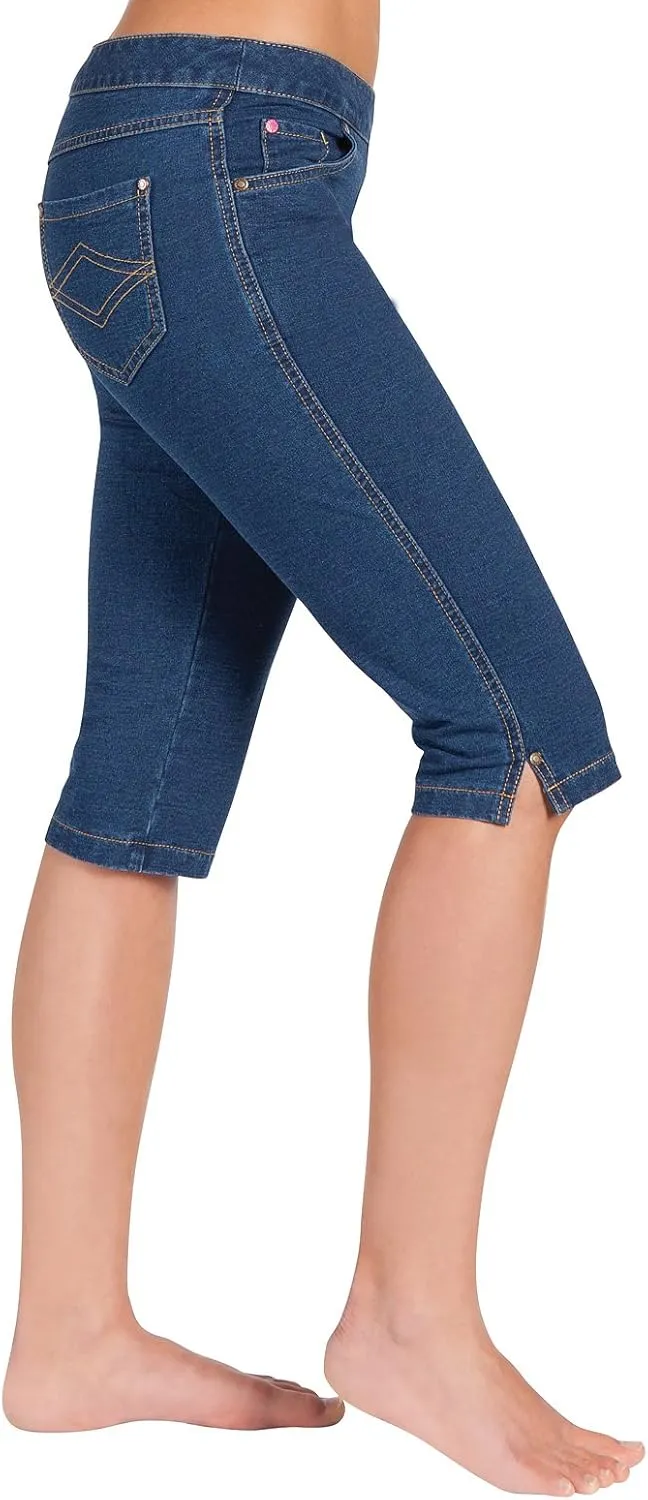 PajamaJeans Ladies Bermuda Shorts for Women - Pedal Pushers for Women Knee Length Shorts - Pull on Shorts Women with Pockets