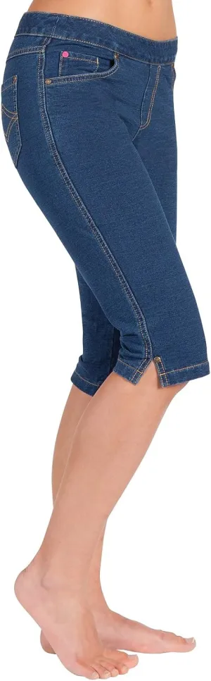 PajamaJeans Ladies Bermuda Shorts for Women - Pedal Pushers for Women Knee Length Shorts - Pull on Shorts Women with Pockets