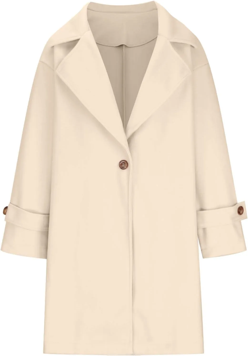 Pea Coats for Women Notch Collar Single Breasted Mid-Long Trench Coat Essential Winter Warm Casual Woolen Overcoat