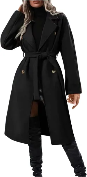 Peacoat Womens Coat Winter Wool Blend Coat Trendy Oversized Open Front Thick Long Trench Overcoat
