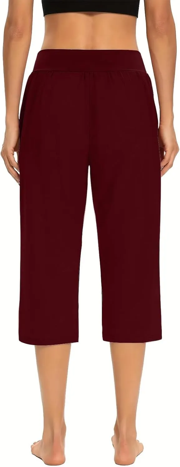 Pull On Capris for Women Dressy Casual Stretch Lightweight Capri Elastic High Waist Lounge Pants 2025 Summer