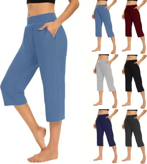 Pull On Capris for Women Dressy Casual Stretch Lightweight Capri Elastic High Waist Lounge Pants 2025 Summer