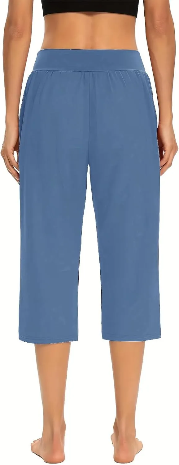 Pull On Capris for Women Dressy Casual Stretch Lightweight Capri Elastic High Waist Lounge Pants 2025 Summer