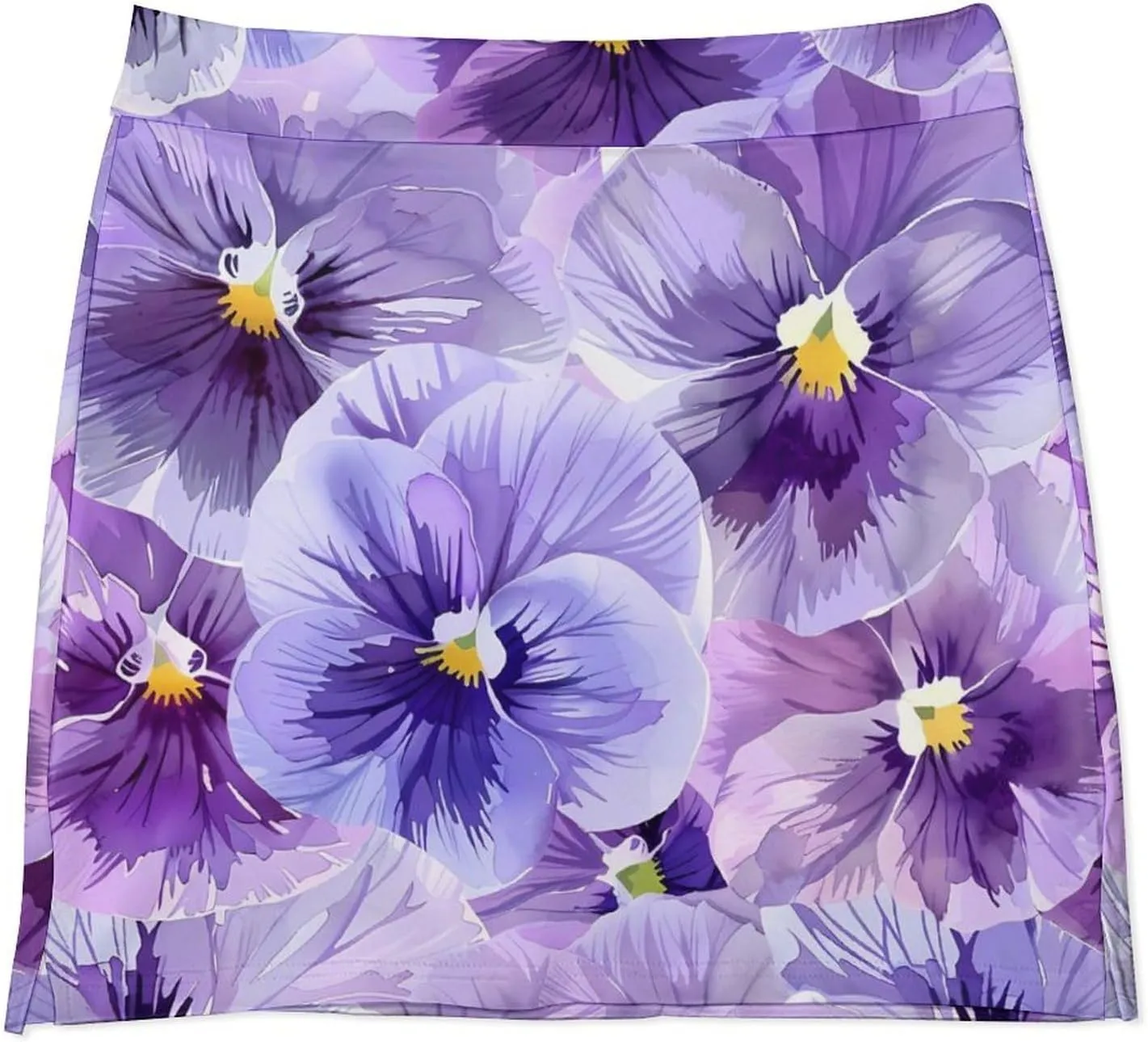 Purple Pansy Floral Women's Skort Athletic Skirt Golf Skorts A-line Skirts with Built-in Shorts Pockets