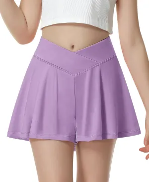 QooNoo Girls Athletic Shorts Flowy Running Shorts with Pockets V Crossover 2 in 1 Girls Tennis Shorts Butterfly Skorts