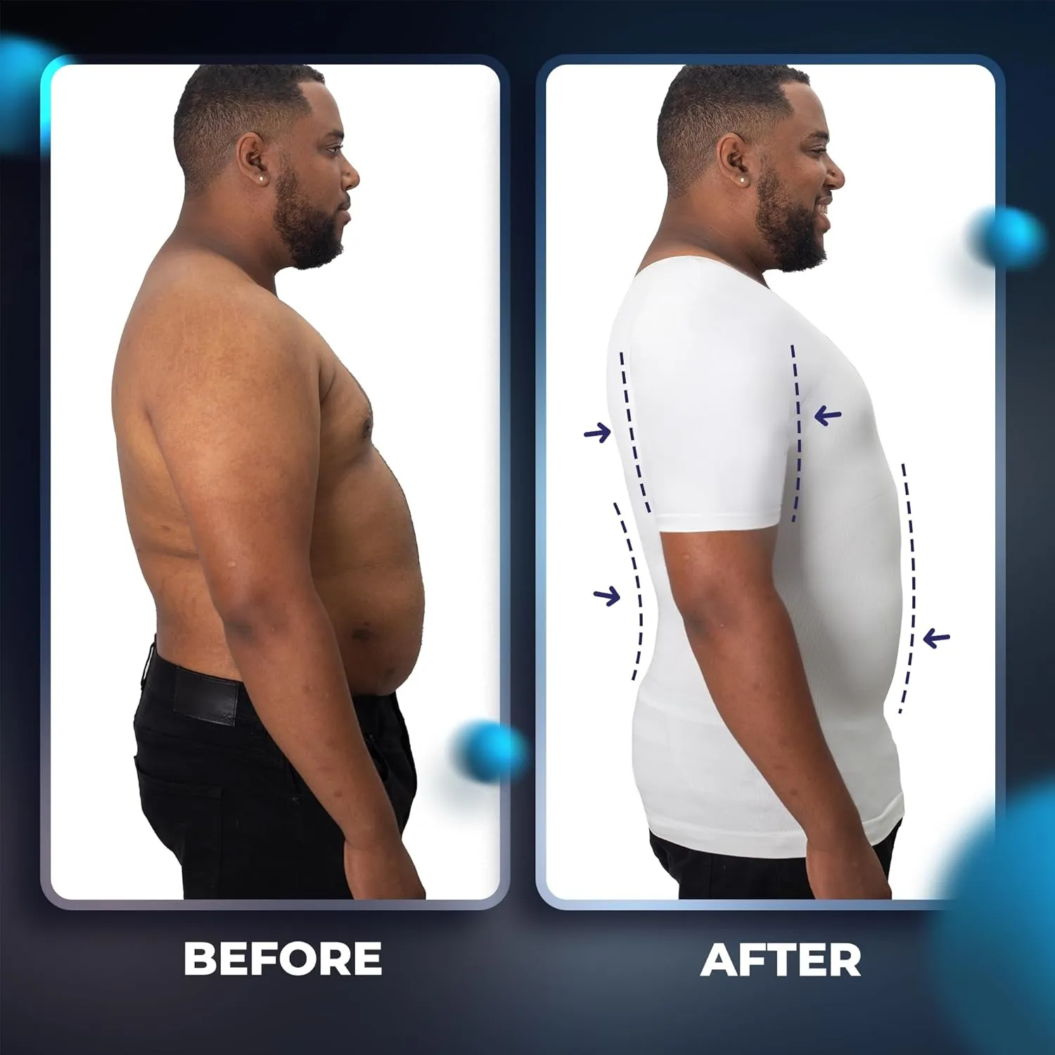 QORE LOGIQ Gynecomastia Short Sleeve Slimming Compression Shirt Men, Shapewear Mens Compression Shirt, Tank Top Body Shaper