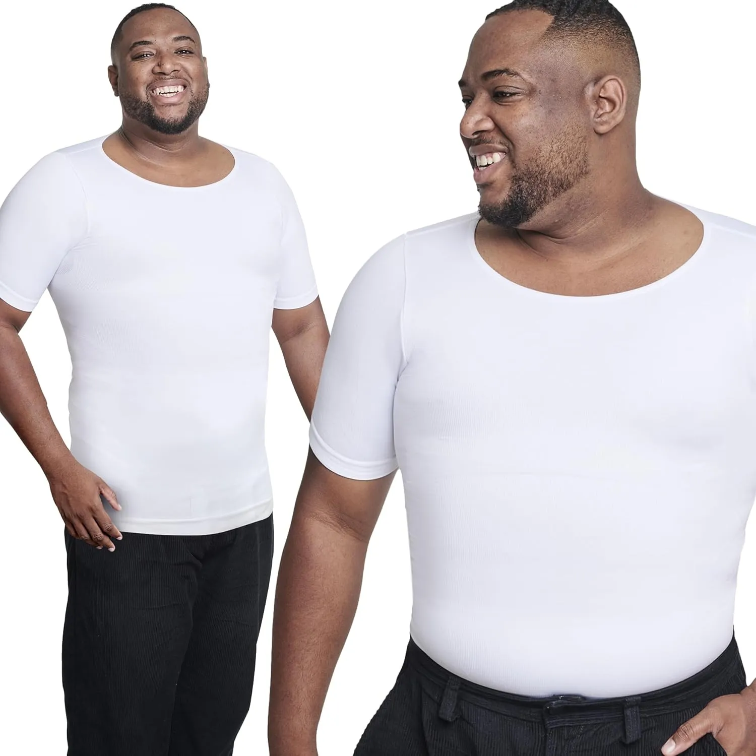 QORE LOGIQ Gynecomastia Short Sleeve Slimming Compression Shirt Men, Shapewear Mens Compression Shirt, Tank Top Body Shaper
