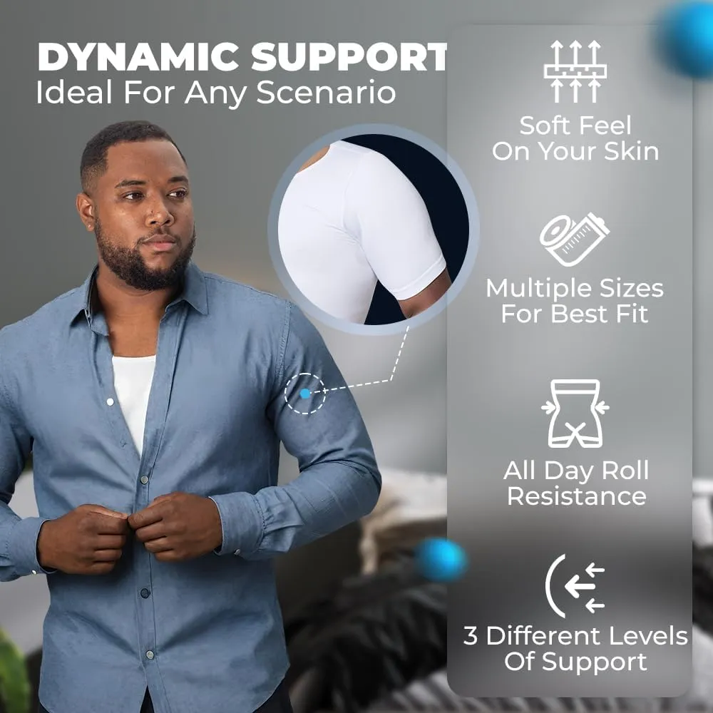 QORE LOGIQ Gynecomastia Short Sleeve Slimming Compression Shirt Men, Shapewear Mens Compression Shirt, Tank Top Body Shaper