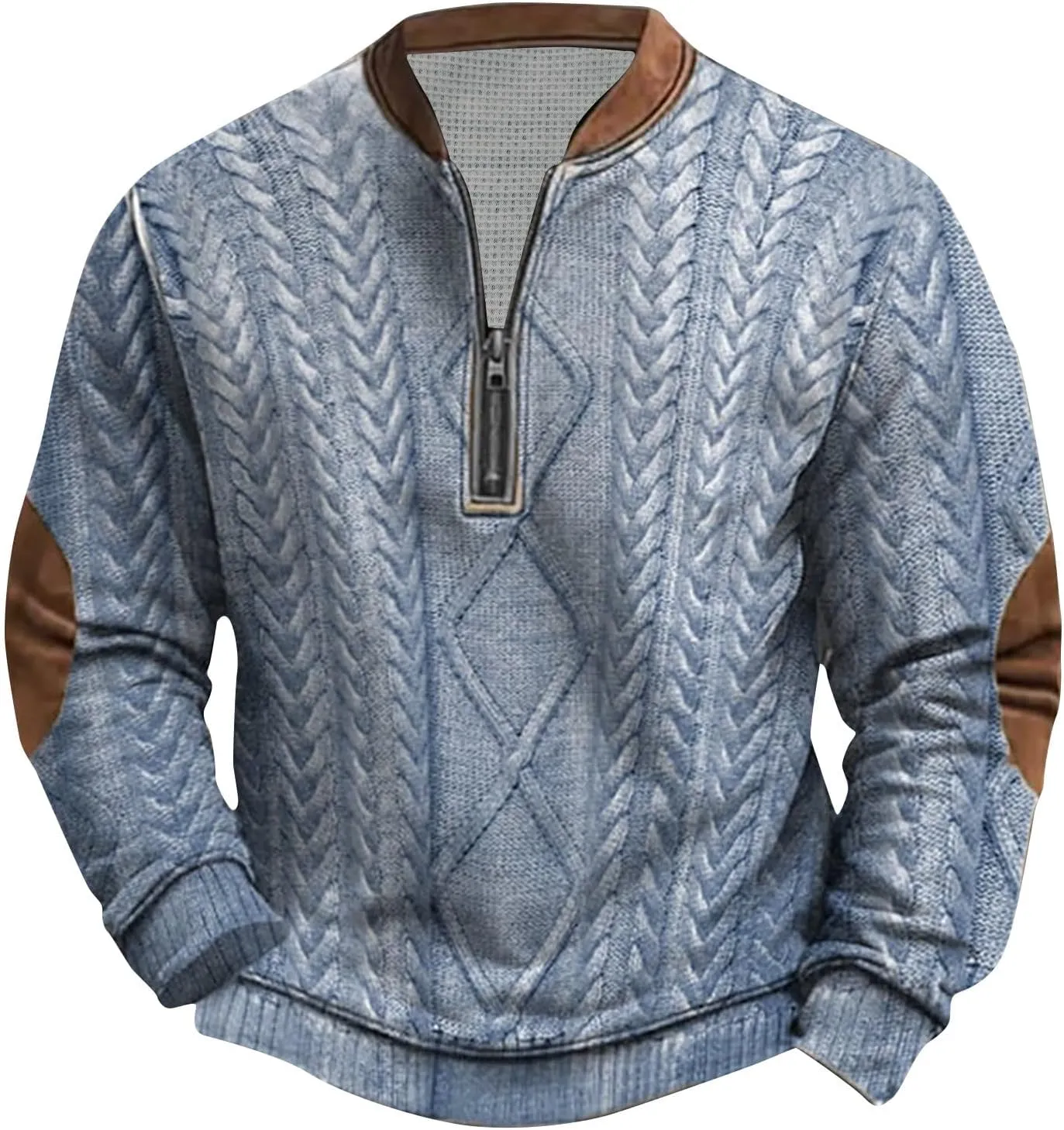 Quarter Zip Pullover Mens Sweatshirt Casual Long Sleeve Stand Collar Sweatshirts Polyester S-5Xl