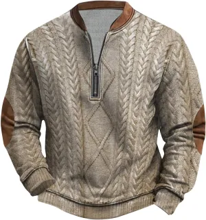 Quarter Zip Pullover Mens Sweatshirt Casual Long Sleeve Stand Collar Sweatshirts Polyester S-5Xl