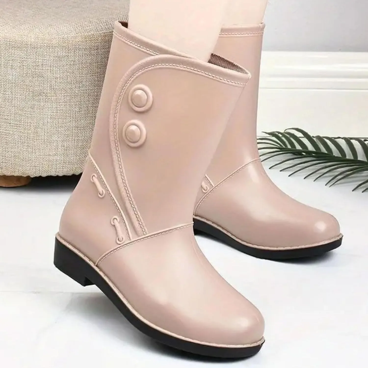 Rain Boots Women Waterproof Winter Rubber Rain Boots for Women Mid Calf Lightweight Garden Shoes