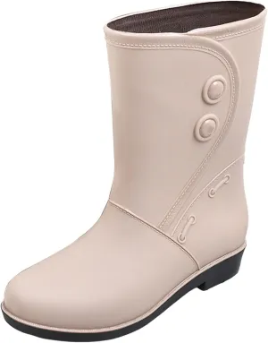 Rain Boots Women Waterproof Winter Rubber Rain Boots for Women Mid Calf Lightweight Garden Shoes