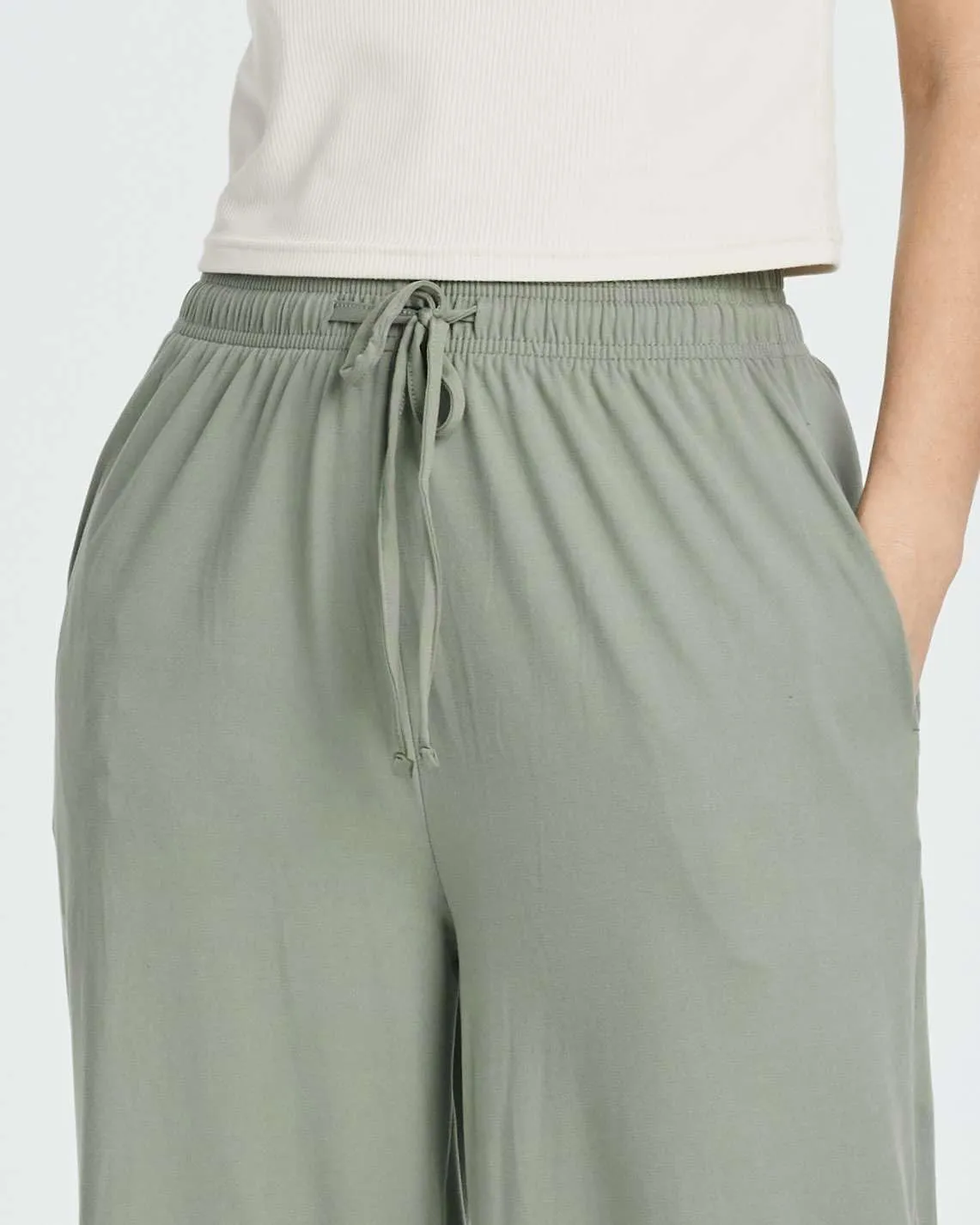 Real Essentials 3 Pack: Women's Ultra-Soft Wide Leg Loose Capri Open Bottom Pants - Yoga Lounge Pockets(Available in Plus)