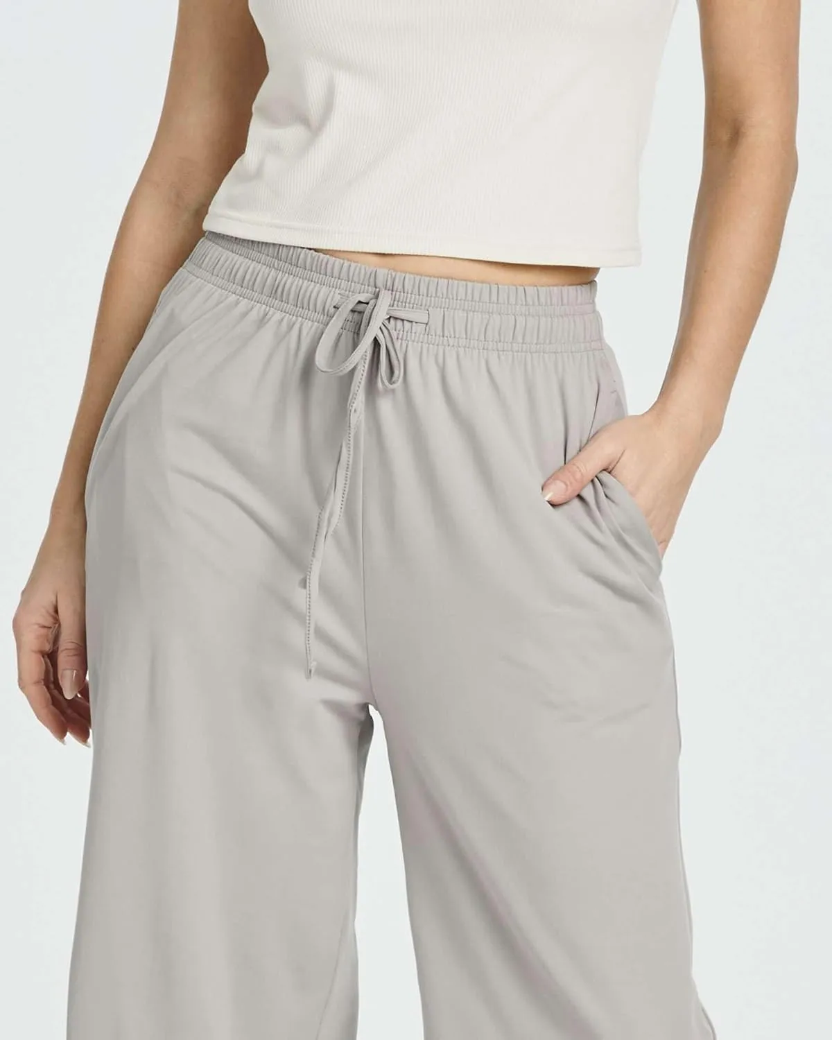 Real Essentials 3 Pack: Women's Ultra-Soft Wide Leg Loose Capri Open Bottom Pants - Yoga Lounge Pockets(Available in Plus)