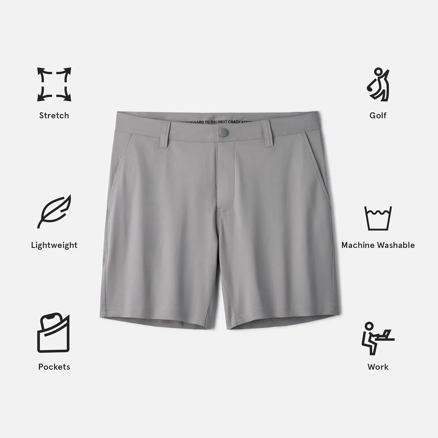 Rhone Commuter 7" Mens Shorts, Stretch Fabric Golf Shorts for Men, Flat-Front Mens Khaki Shorts, Wrinkle Resistant