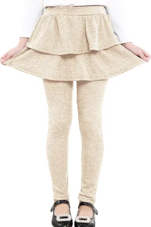RieKet Girls School Uniform Pants Warm Stretchy Athletic Leggings with Skirt 2-14 Years