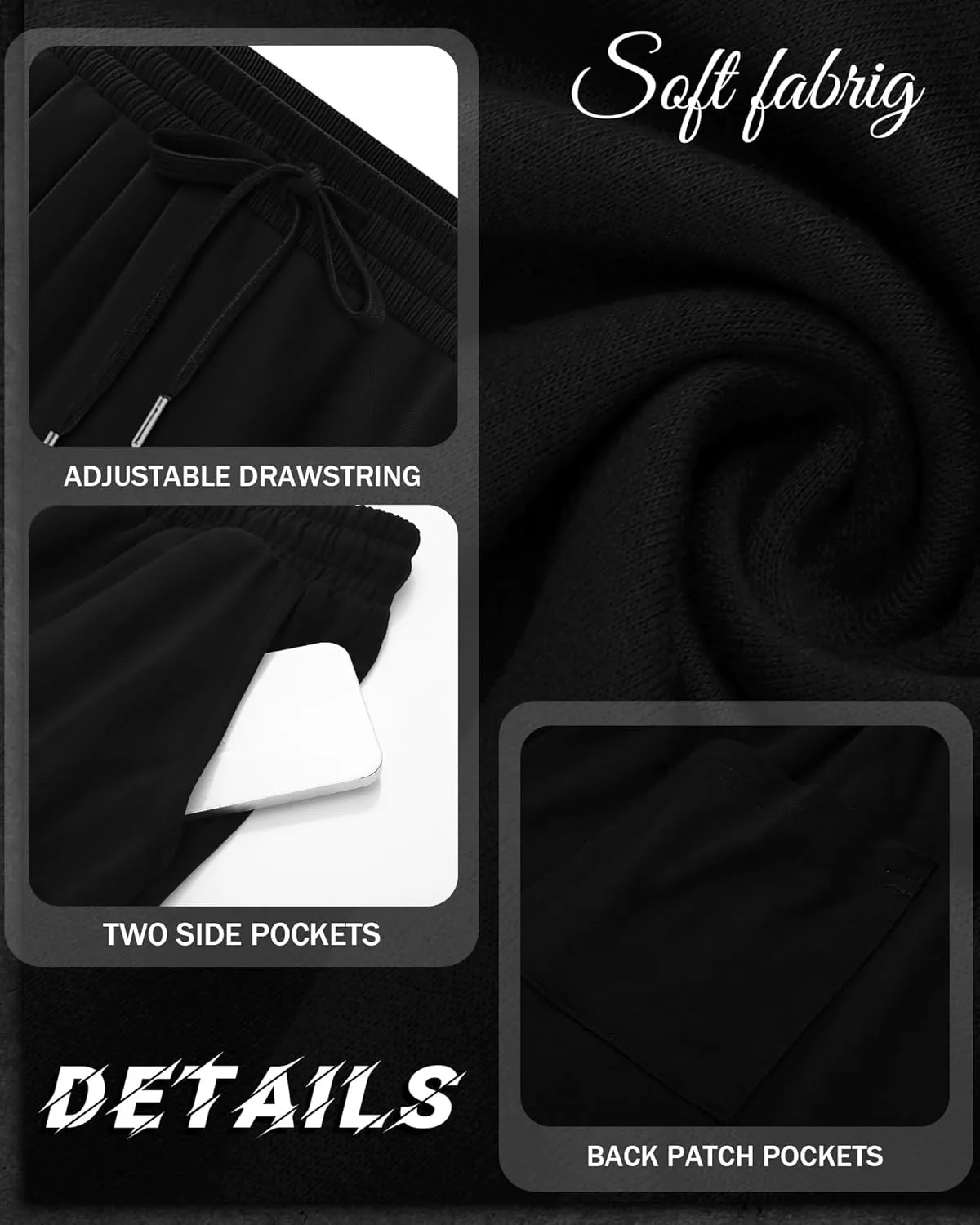 Riyiper 3 Pack Men's Bermuda Athletic Shorts Cotton Casual High Waist Shorts with Pockets Drawstring Knee Length Shorts