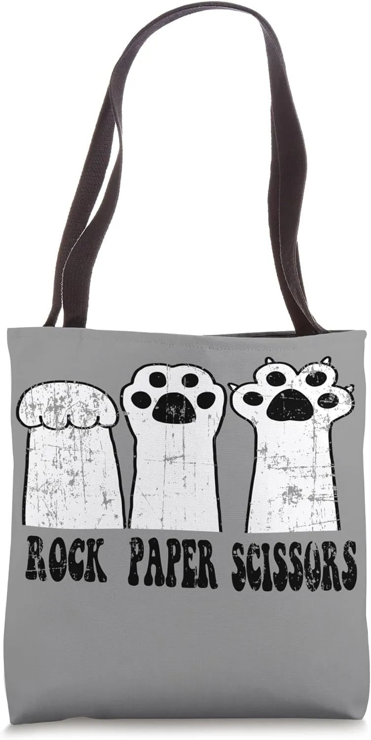 Rock paper scissors Shirt Funny Paw Rock paper scissors Cat Tote Bag